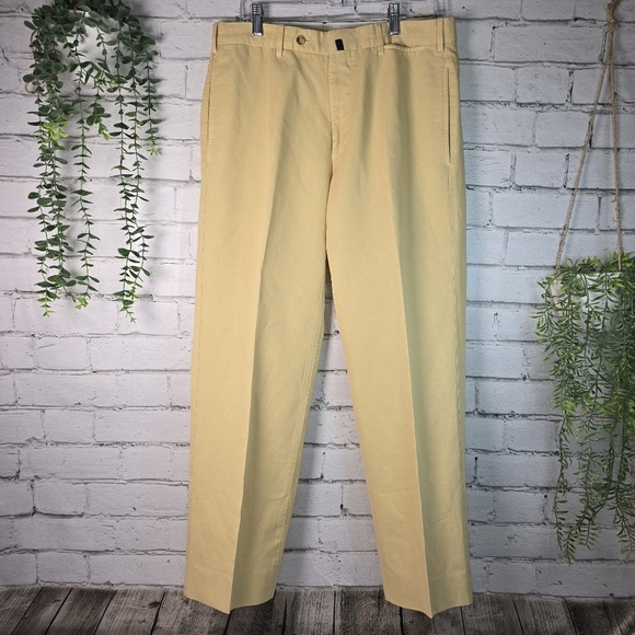 Incotex Mens Chino Pants Linen Blend Buttery Yellow Luxurious Feel Size 32 - Picture 2 of 10